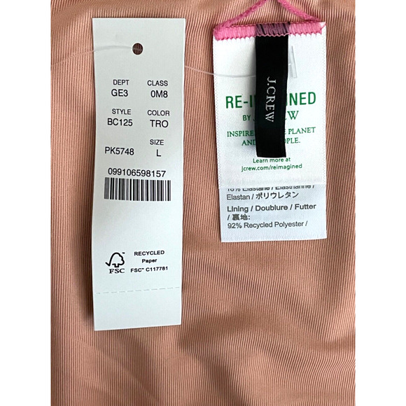 J. Crew NWT Curved-Waist Cheeky Bikini Bottom High Cut Tea Rose Pink Size Large - Picture 10 of 13
